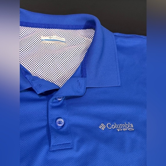 Columbia PFG Omni Shade Polo Shirt Men's Fishing Hiking Outdoors Blue Size Large - Picture 3 of 7